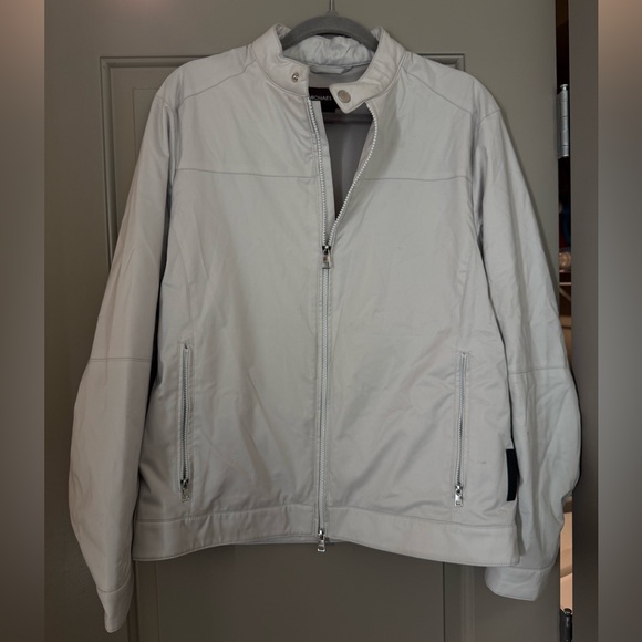 Michael Kors Men’s Racer Jacket White Pearl Grey size Large - Picture 1 of 6